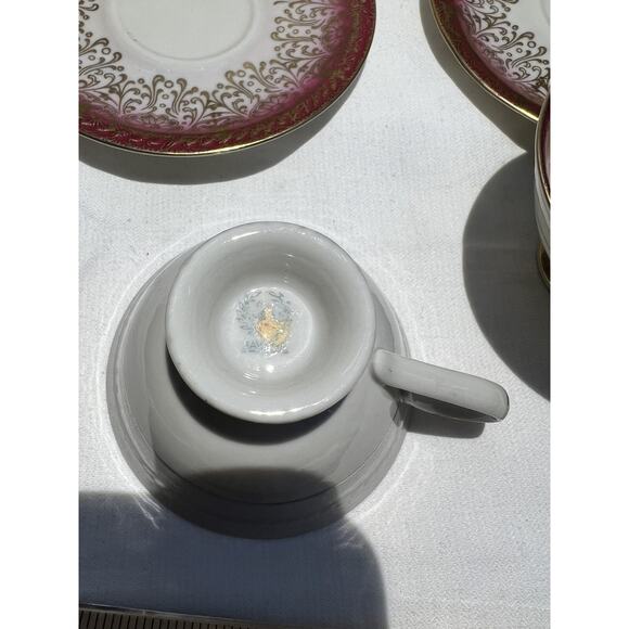 Bavaria Germany Pink Gold Floral Design Tea Cup & Saucer Set Of Two - Picture 5 of 11